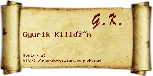 Gyurik Kilián névjegykártya